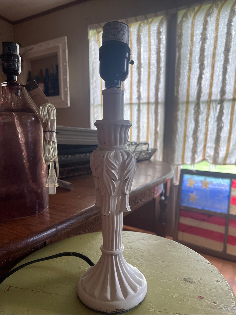 White Carved Ceramic Table Lamp Base